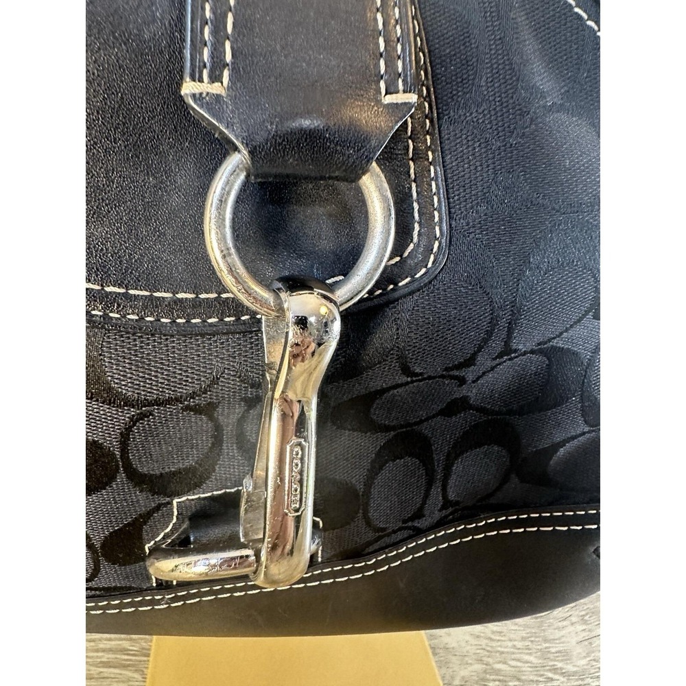 Coach Hampton Purse Black Shoulder Bag Signature Jacquard Clip Bag - Picture 2 of 6